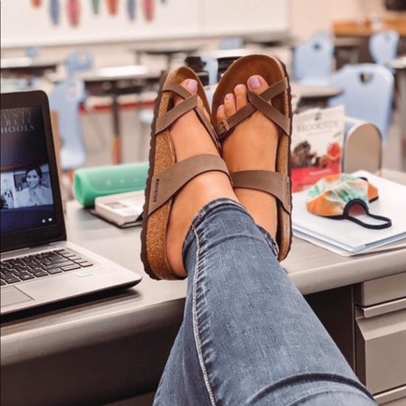 NWT Birkenstock Mayari Birko-Flor Nubuck Stone Thong Sandals - Picture 2 of 14